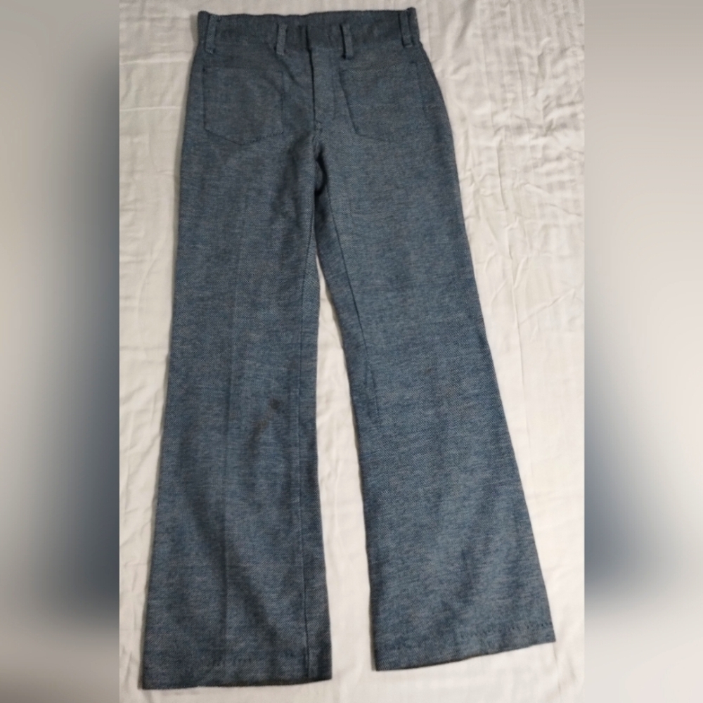 Women's Vintage Handmade Wide-Leg Pants in Heather Blue